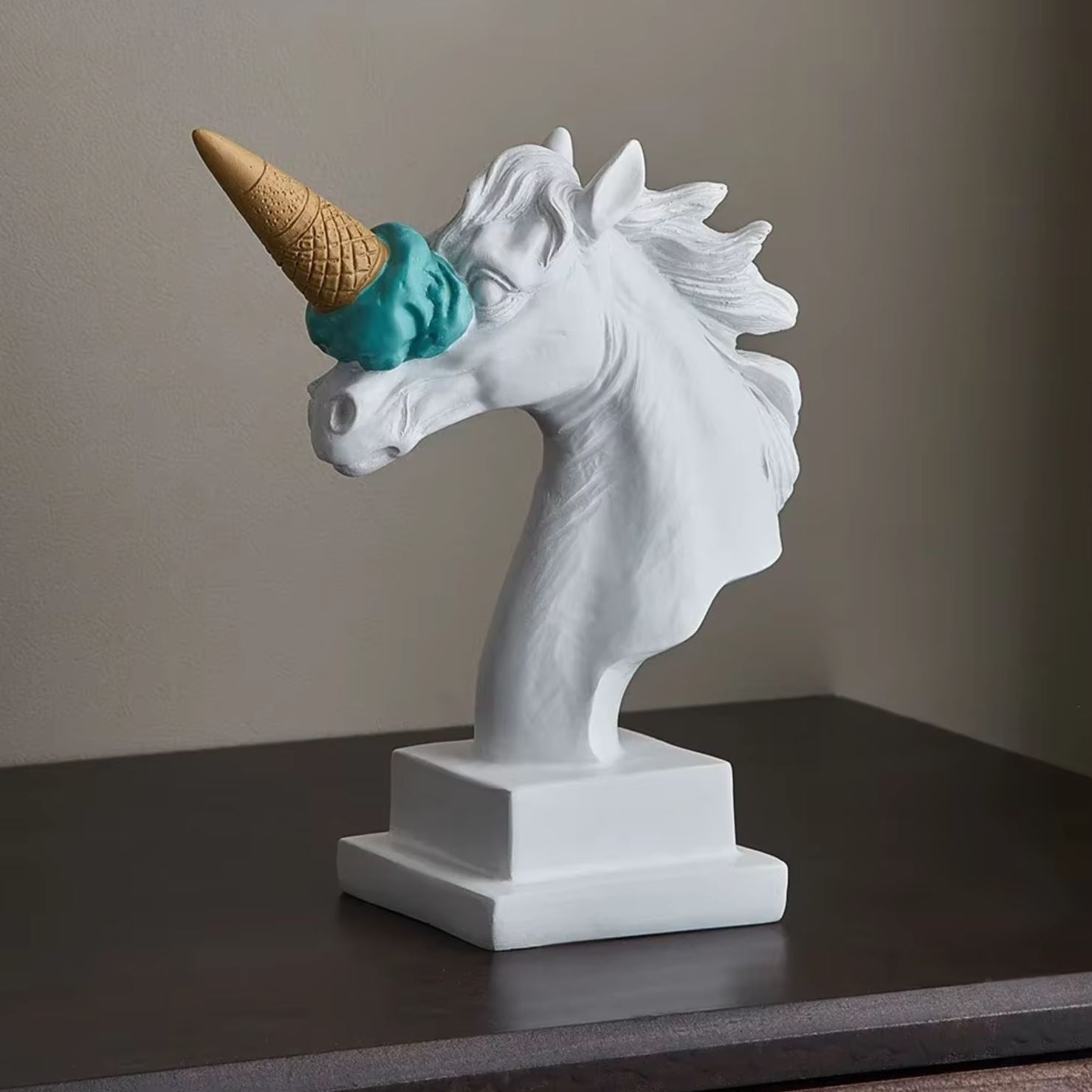 Horse-Unicorn Bust Statue ("Ice Cream") 17 cm