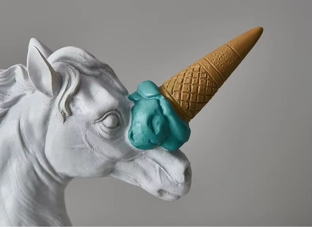 Horse-Unicorn Bust Statue ("Ice Cream") 17 cm