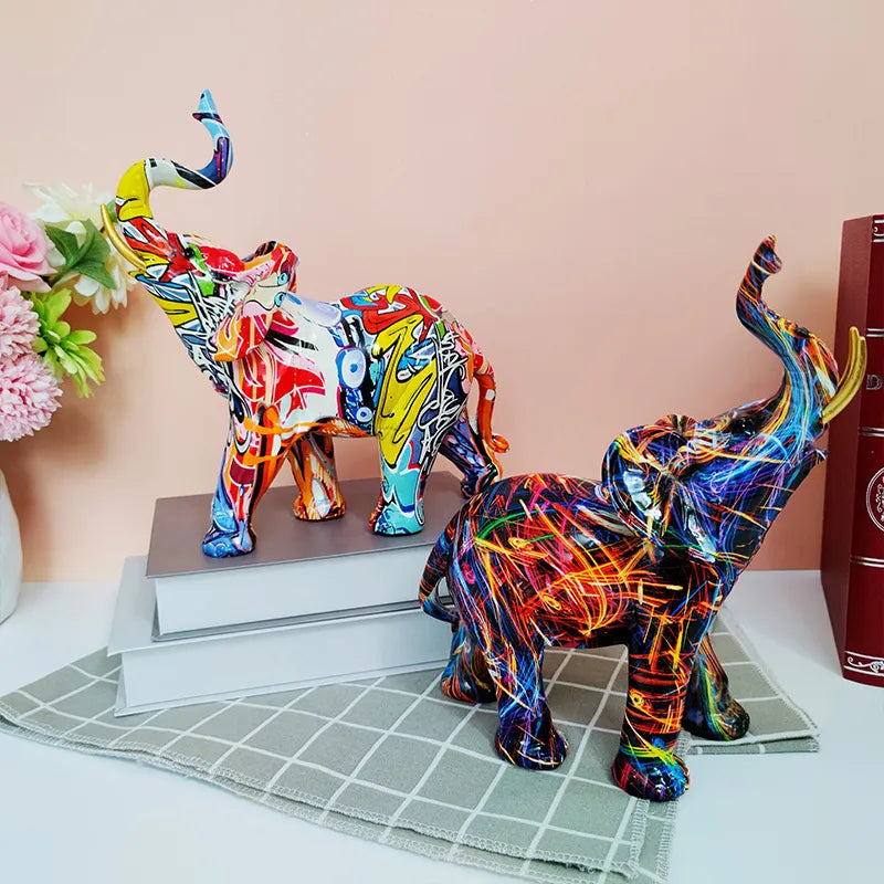 Elephant Nordic Painted Statue1