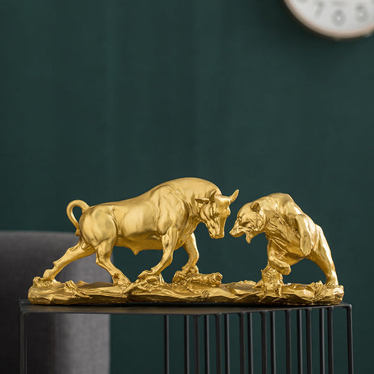 Golden Bull & Bear Statues