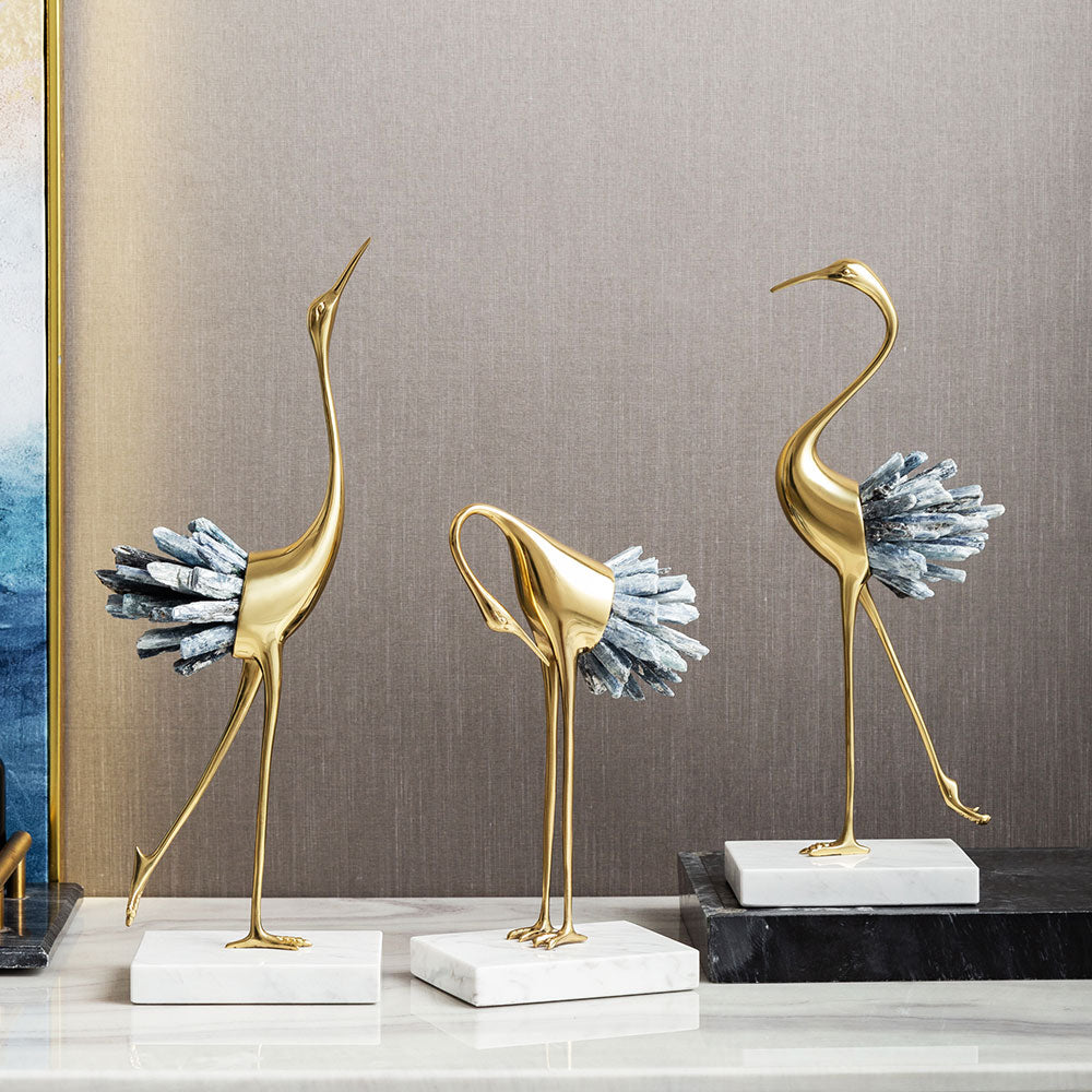 Crystal Crane Sculpture Decor