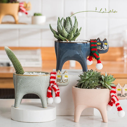 Animated Cat Ceramic Vase
