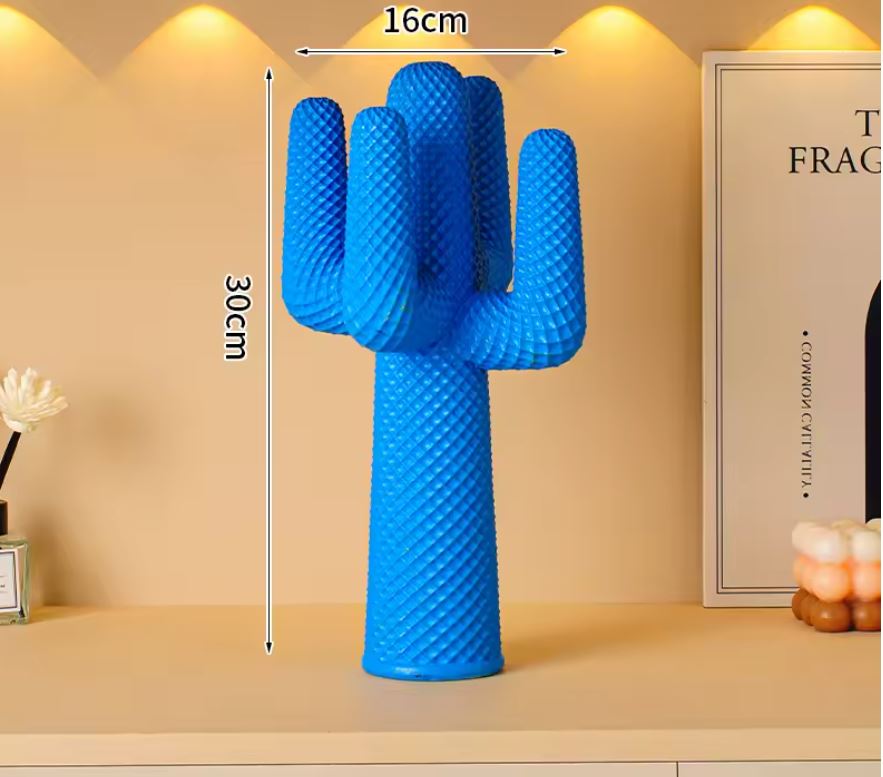 Blue Design Cactus Statue in Resin 30 cm