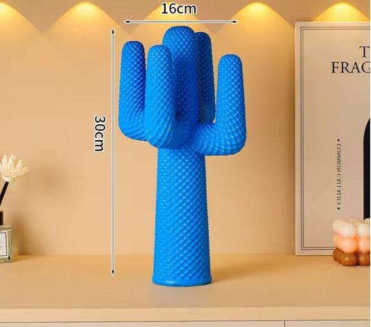Blue Design Cactus Statue in Resin 30 cm