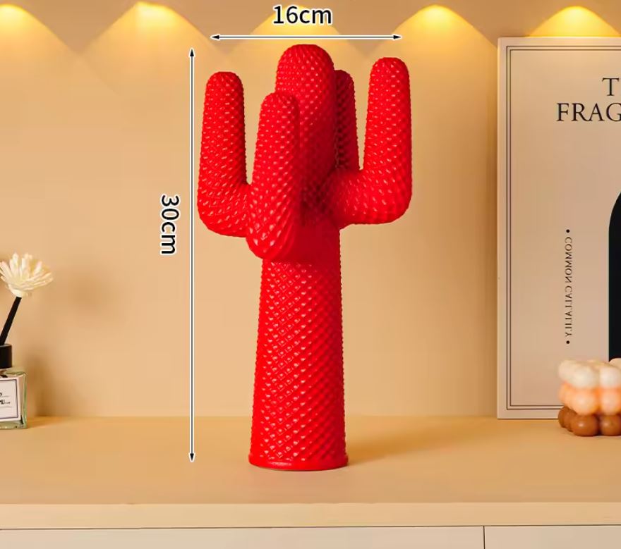 Red Design Cactus Statue in Resin 30 cm