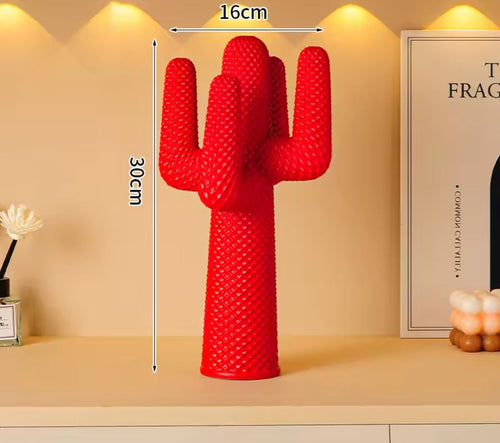 Red Design Cactus Statue in Resin 30 cm