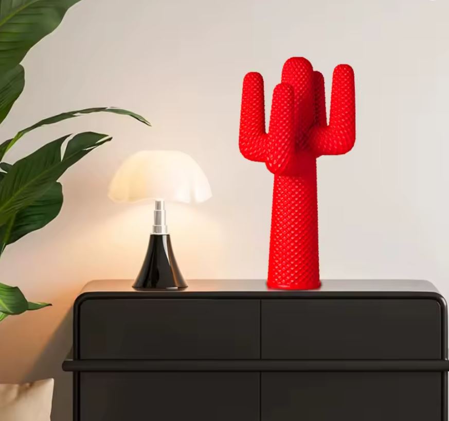Red Design Cactus Statue in Resin 30 cm
