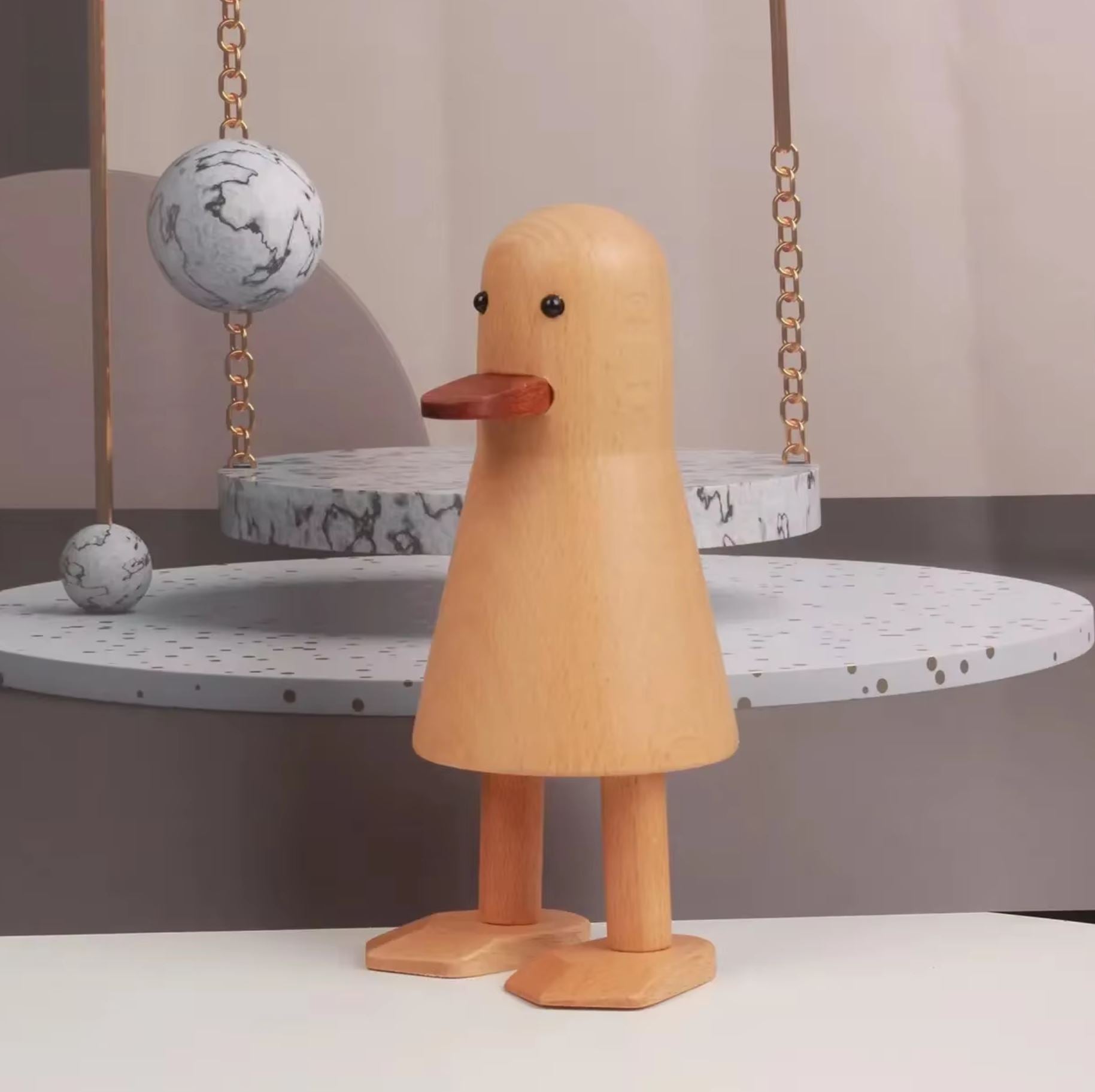 Nordic-Style Wooden Duck Statue 17 cm