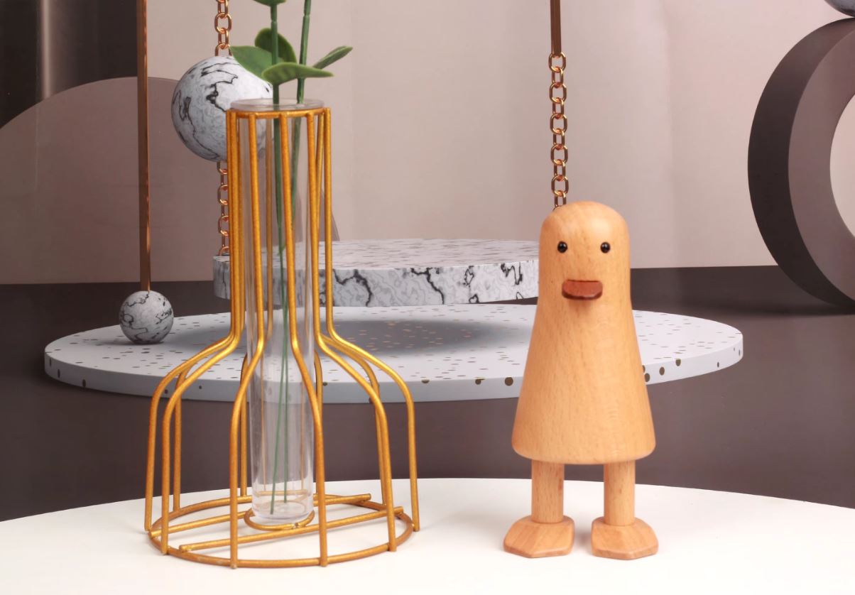Nordic-Style Wooden Duck Statue 17 cm
