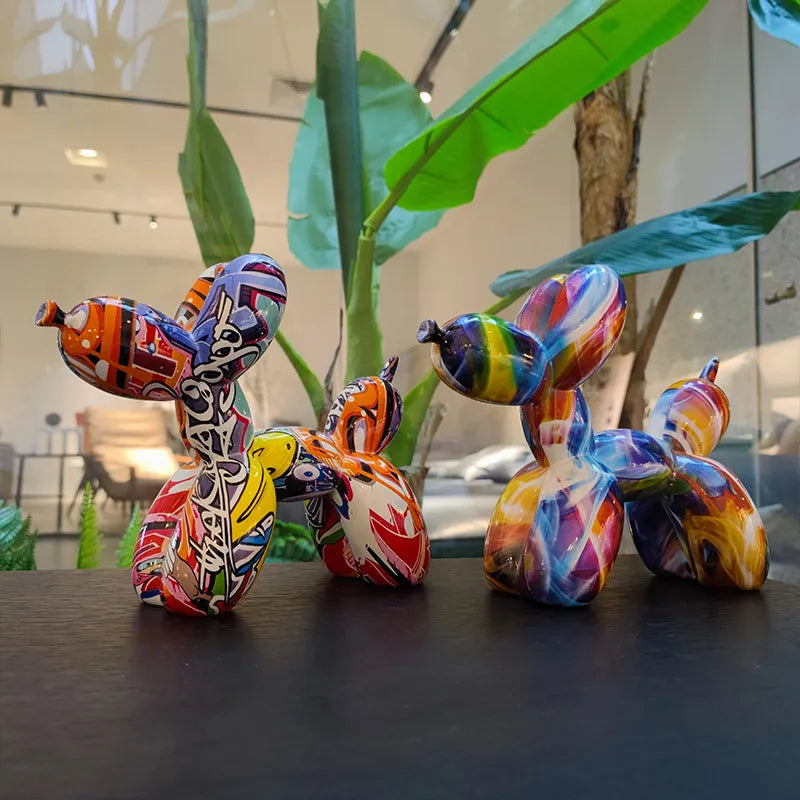 Graffiti Painted Balloon Dog Sculpture