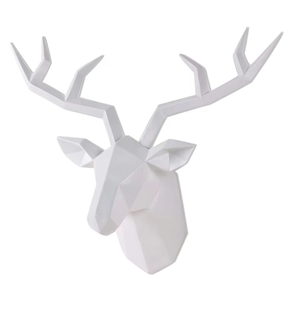 White Origami Deer Head Wall Statue 28 cm