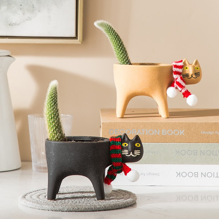 Animated Cat Ceramic Vase