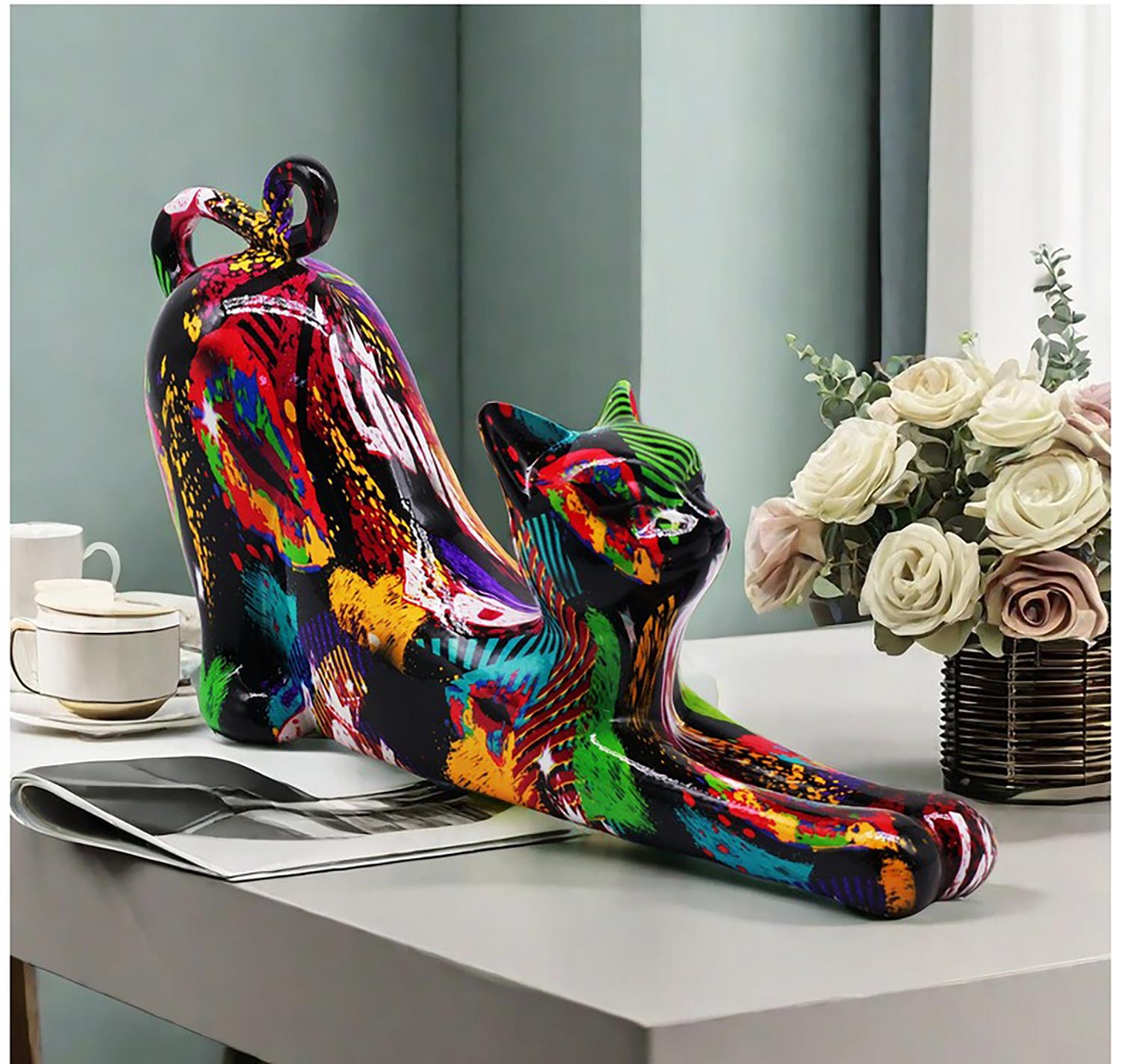 Lying Cat Statue, Resin, Urban, 12 cm