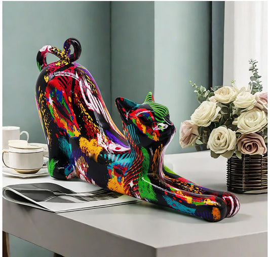 Lying Cat Statue, Resin, Urban, 12 cm