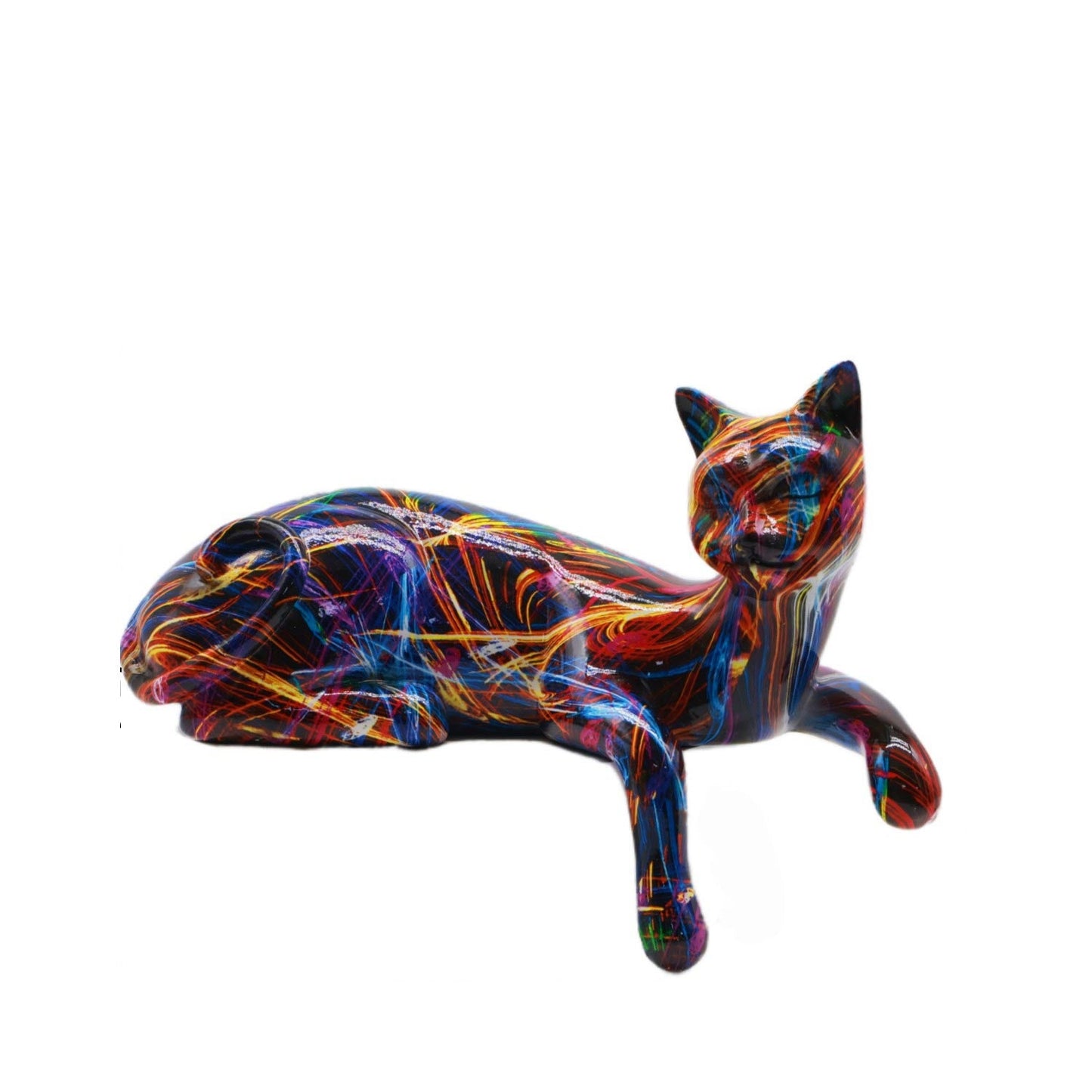 Lying Cat Statue, Resin, Laser, 15 cm