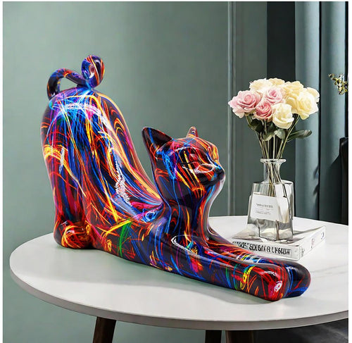 Lying Cat Statue, Resin, Laser, 12 cm