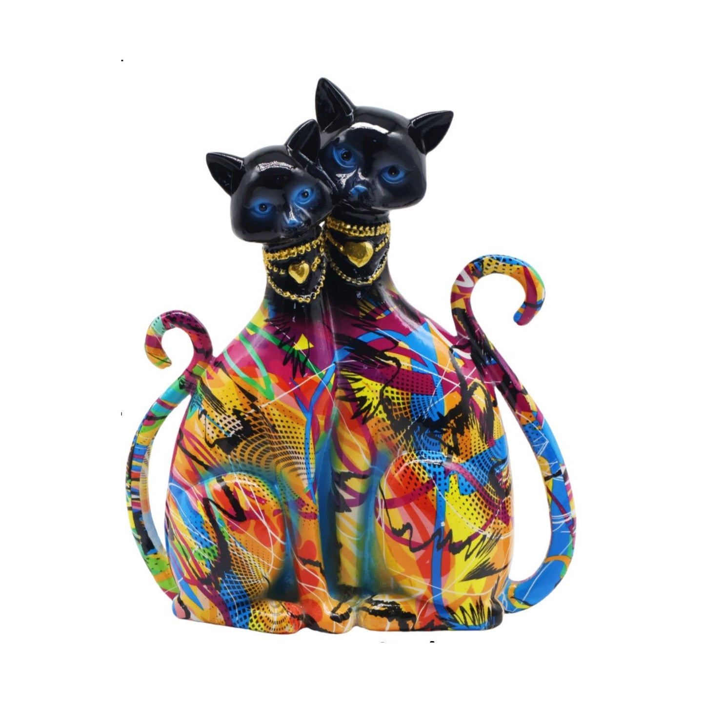 2 Siamese Cats Statue, Resin, 25 cm