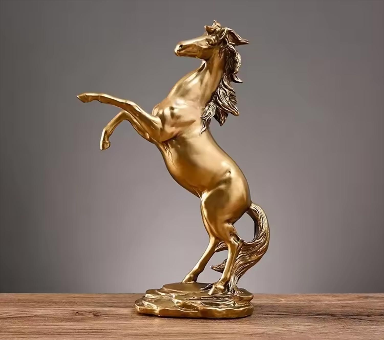 Gold Rearing Horse Statue 29 cm