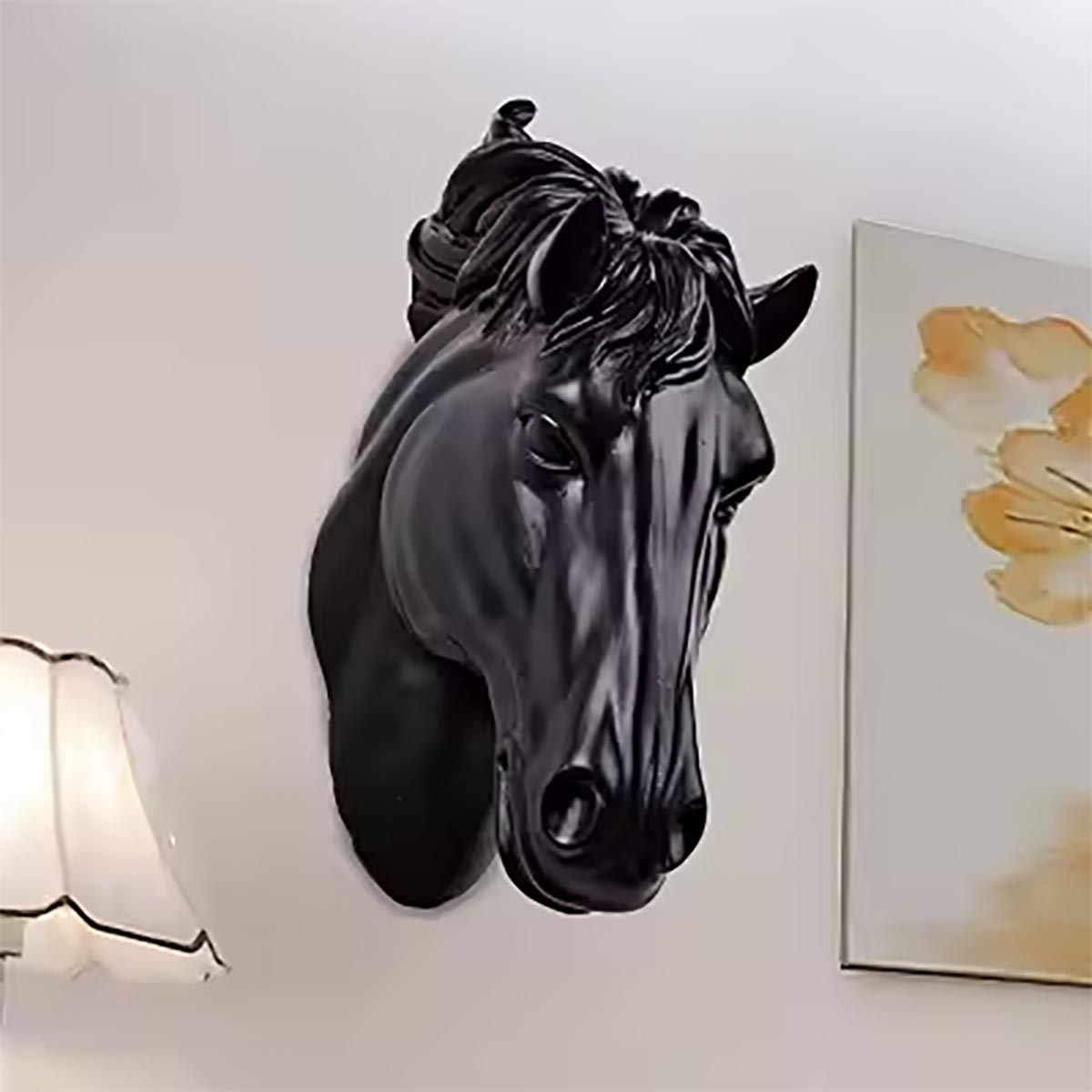 Black Horse Head Wall Sculpture 14 cm