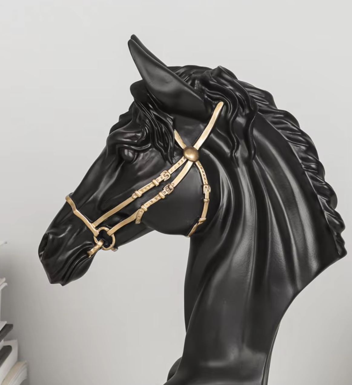 Black & Gold Horse Head Bust Statue 30 cm