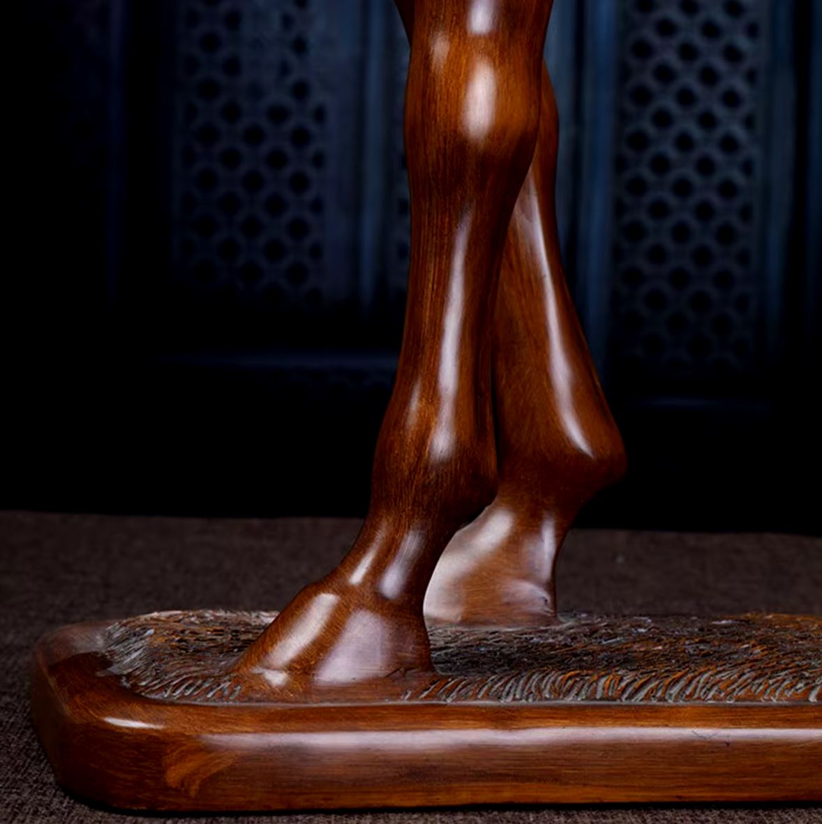Horse Sculpture in Resin, Wood-Effect, 36 cm