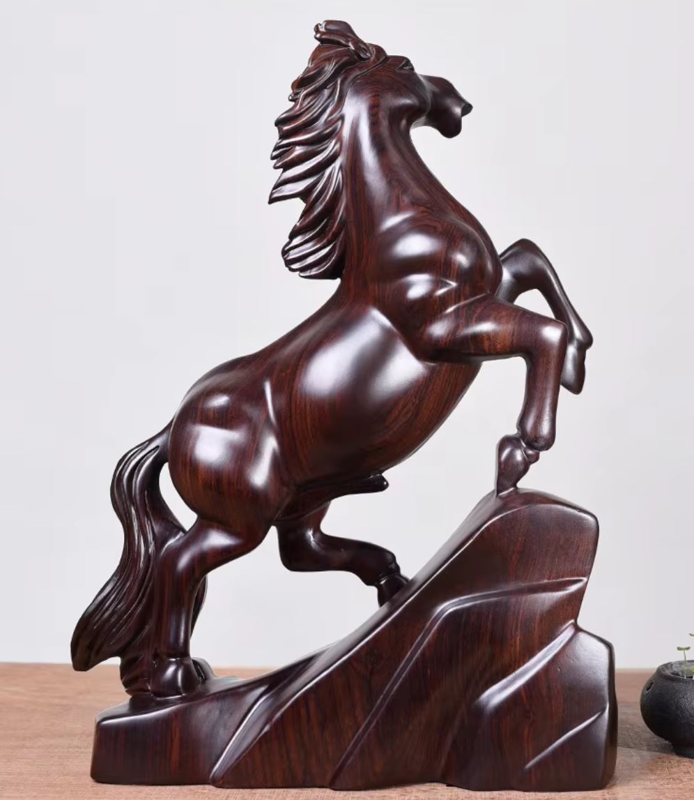 Horse Statue in Solid Wood 15 cm