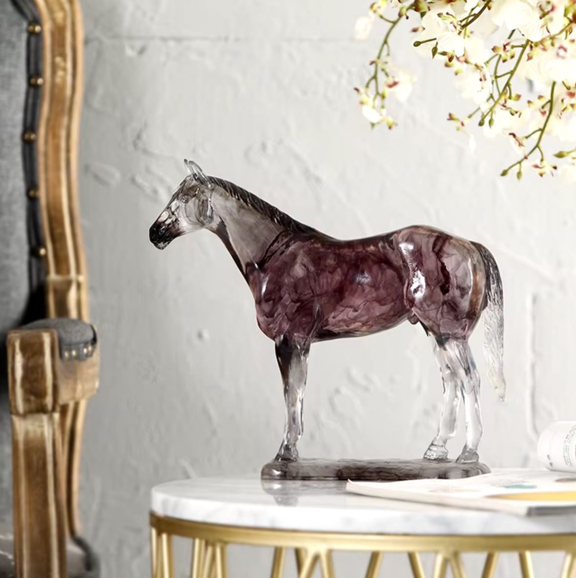 Transparent Resin Horse Statue 23 cm