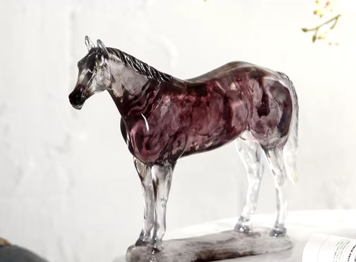 Transparent Resin Horse Statue 23 cm