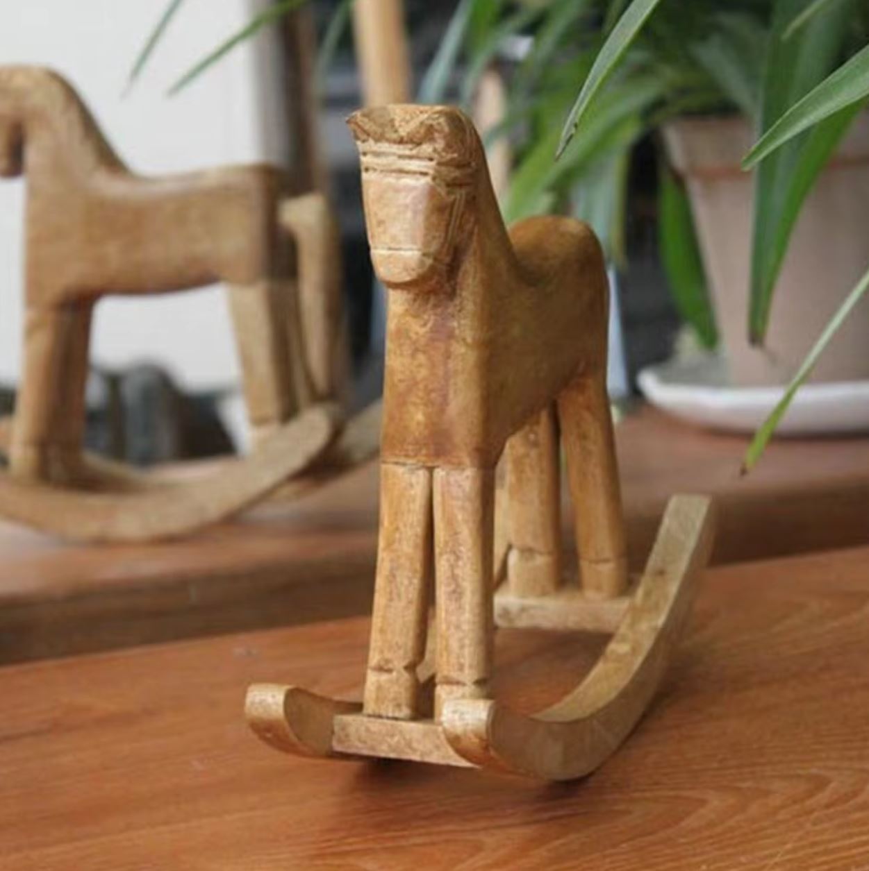 Wooden Rocking Horse Statue 19 cm