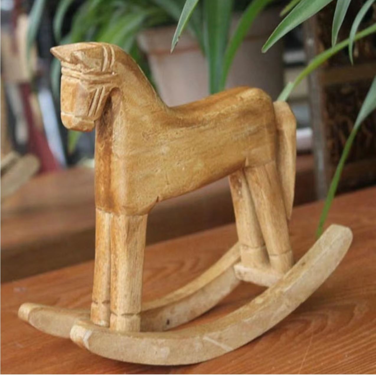 Wooden Rocking Horse Statue 19 cm
