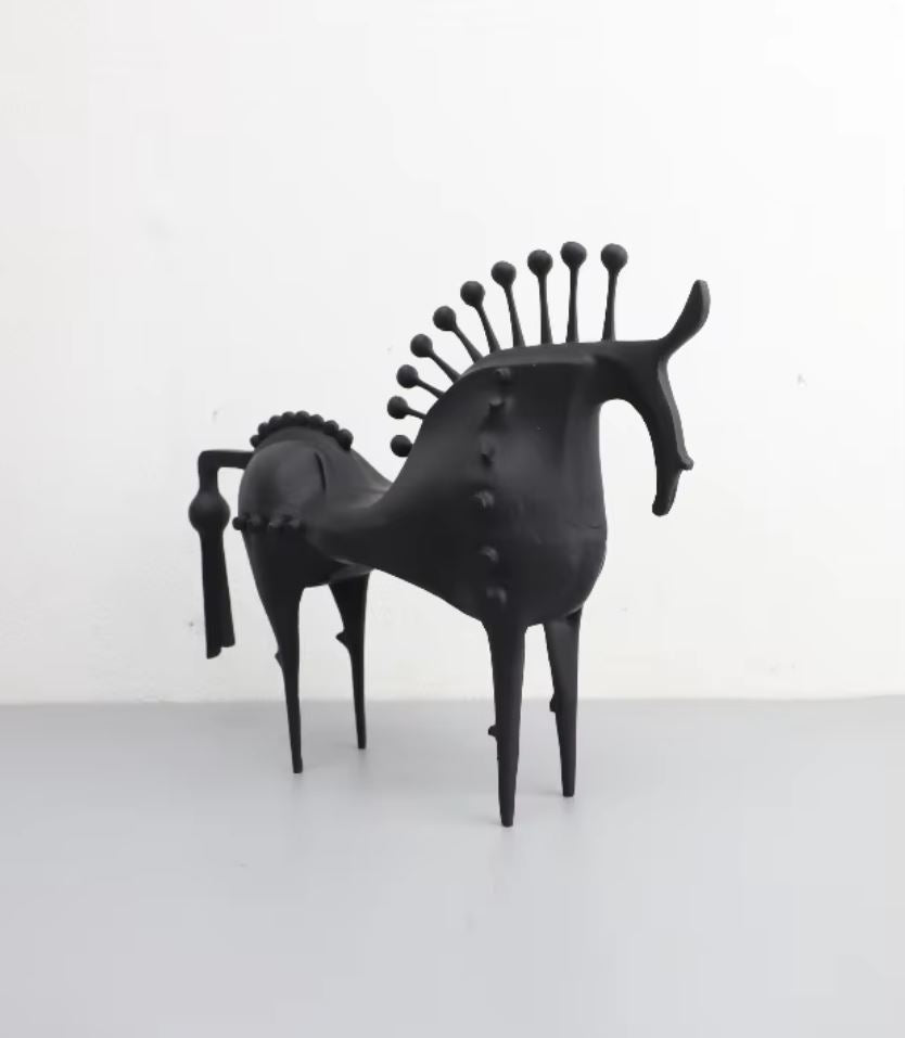 Black Abstract Metal Horse Statue 22 cm