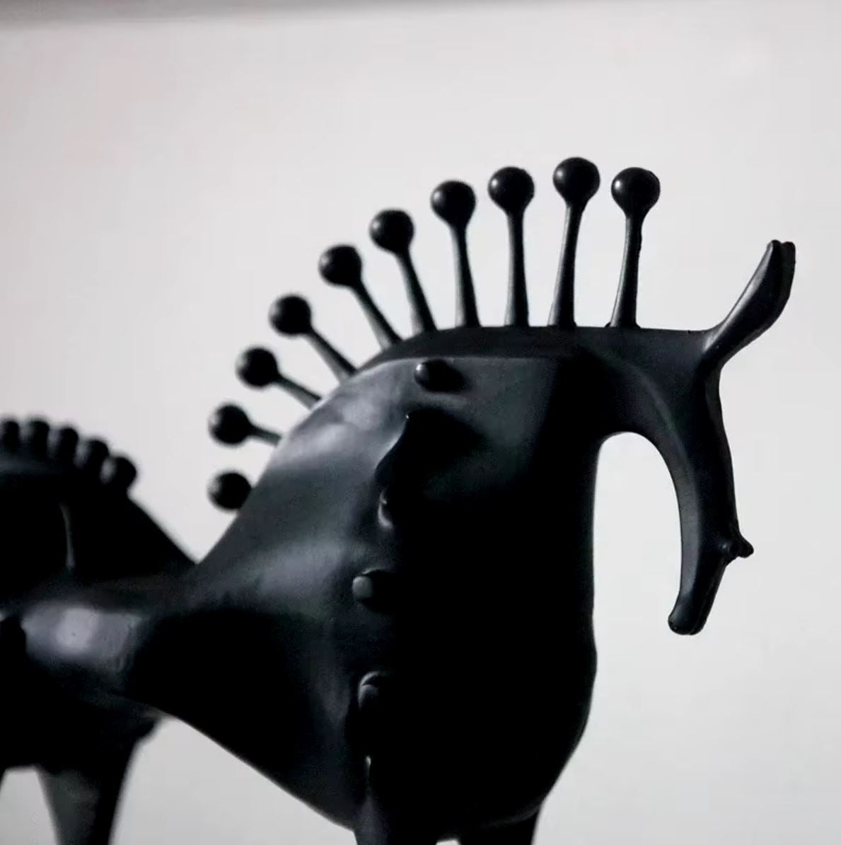 Black Abstract Metal Horse Statue 22 cm