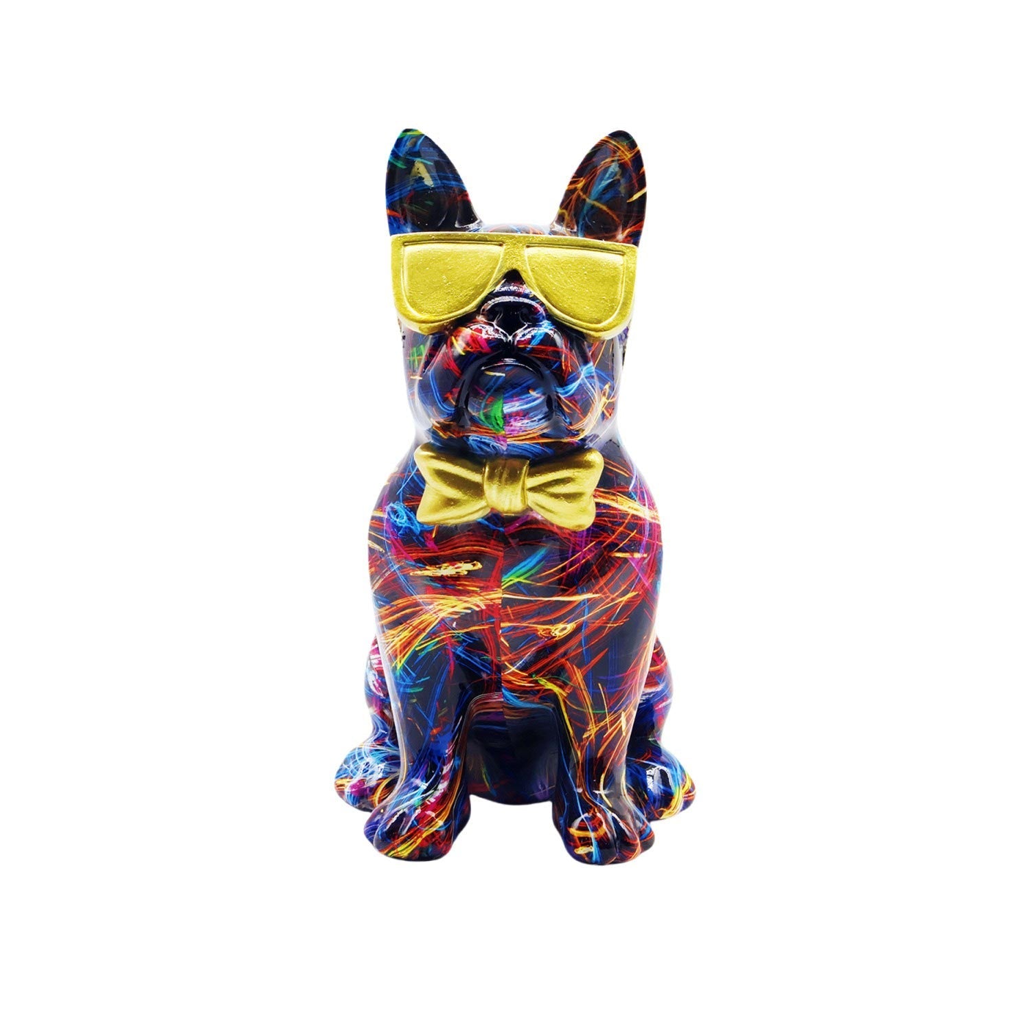 Bulldog Statue with Glasses, Laser, 25 cm