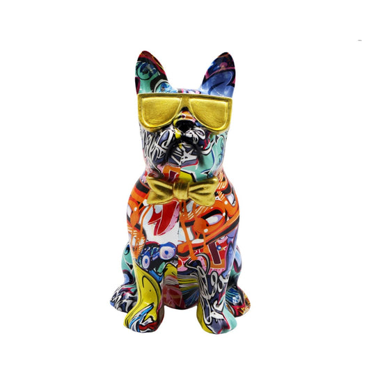 Bulldog Statue with Glasses, Pop Art, 25 cm