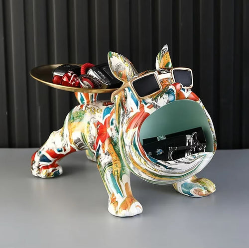 Pop Art Bulldog Statue with Tray 20 cm