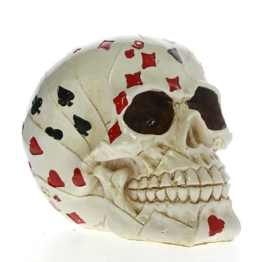 Poker-Themed Skull Statue 12 cm