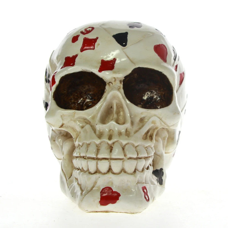 Poker-Themed Skull Statue 12 cm
