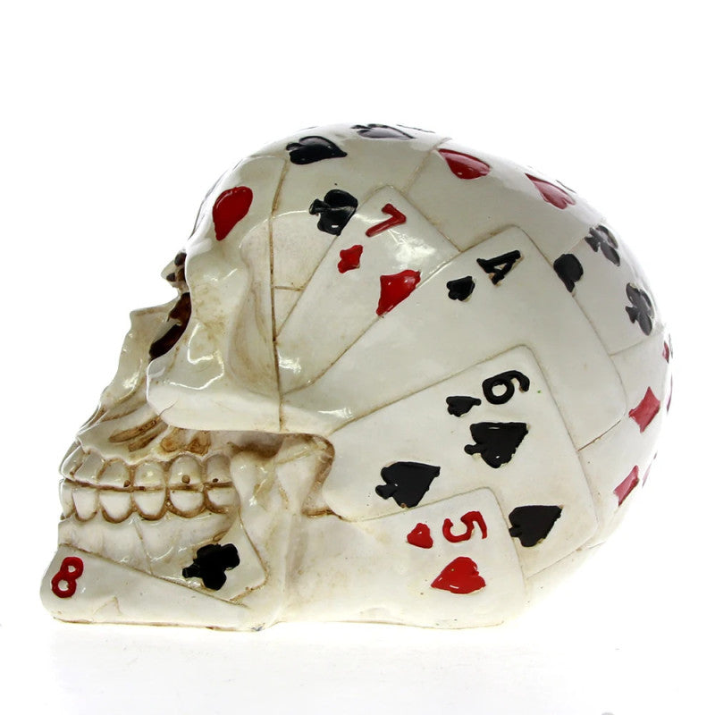 Poker-Themed Skull Statue 12 cm