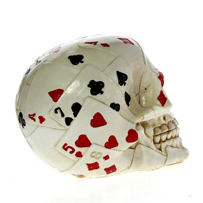 Poker-Themed Skull Statue 12 cm