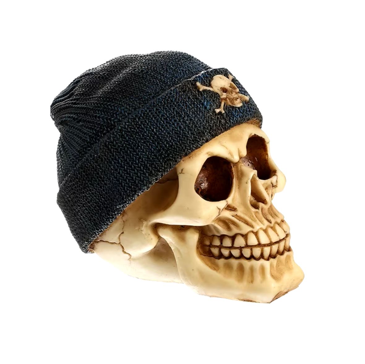 Skull Statue with Beanie 14 cm