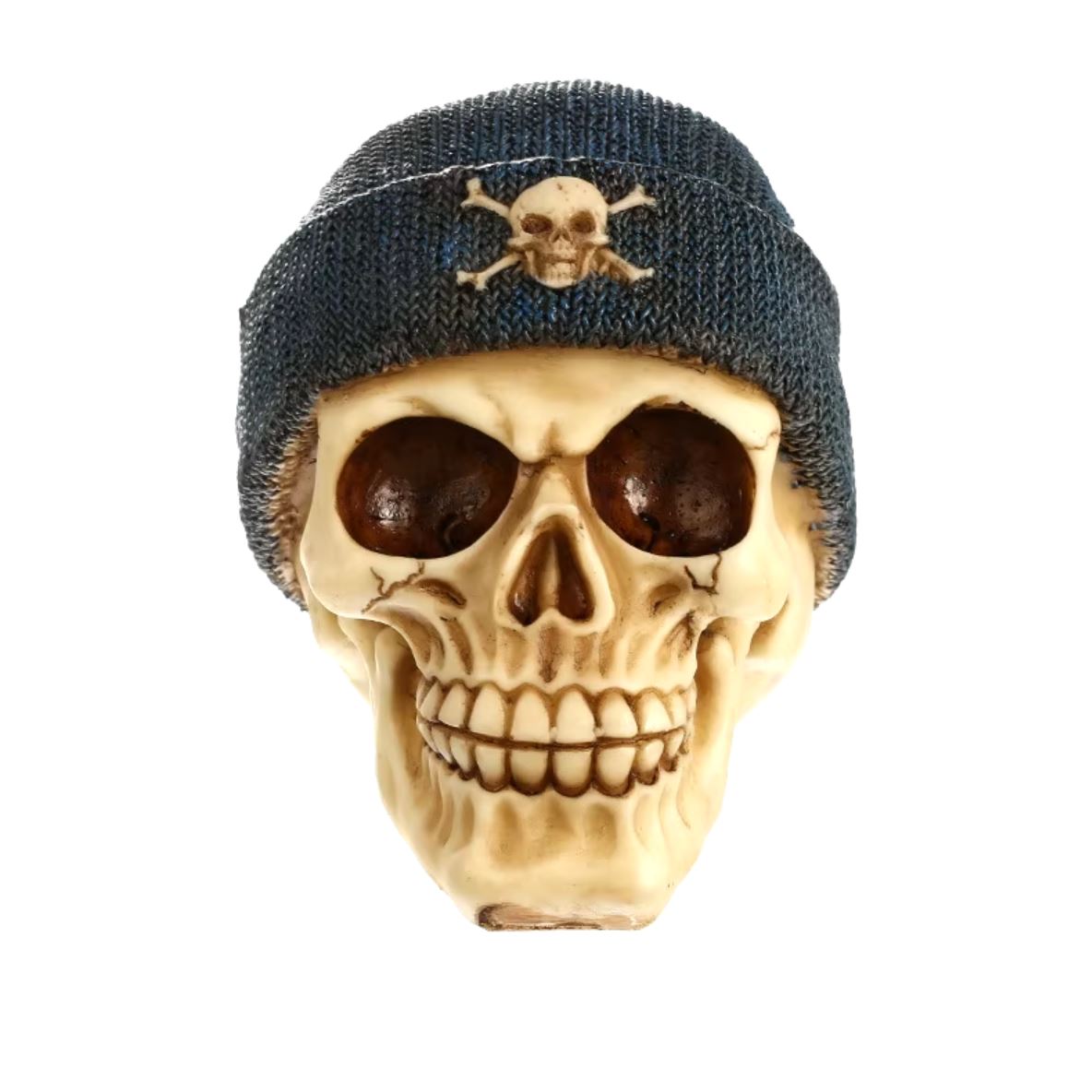 Skull Statue with Beanie 14 cm
