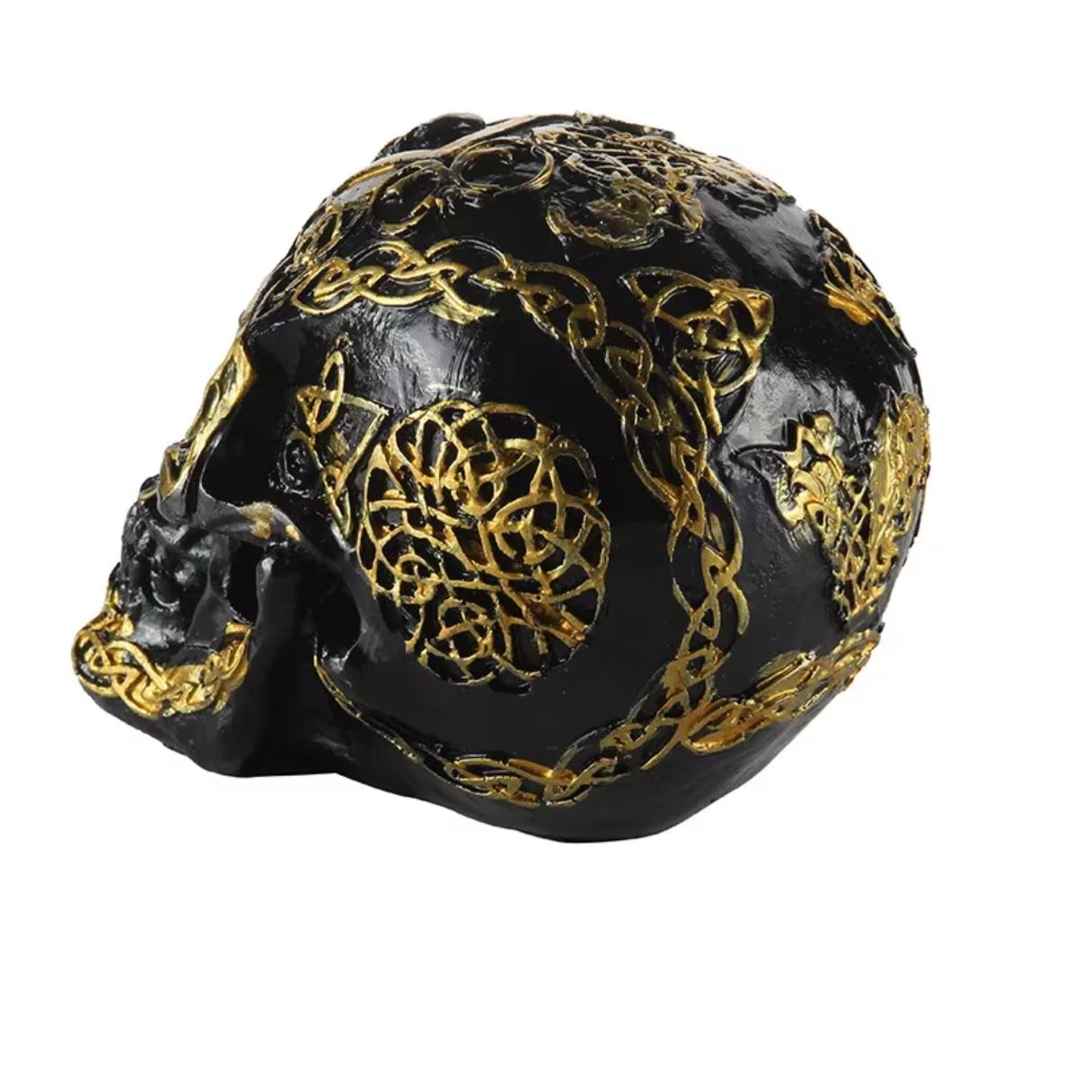 Black & Gold Mexican Skull Statue 12 cm