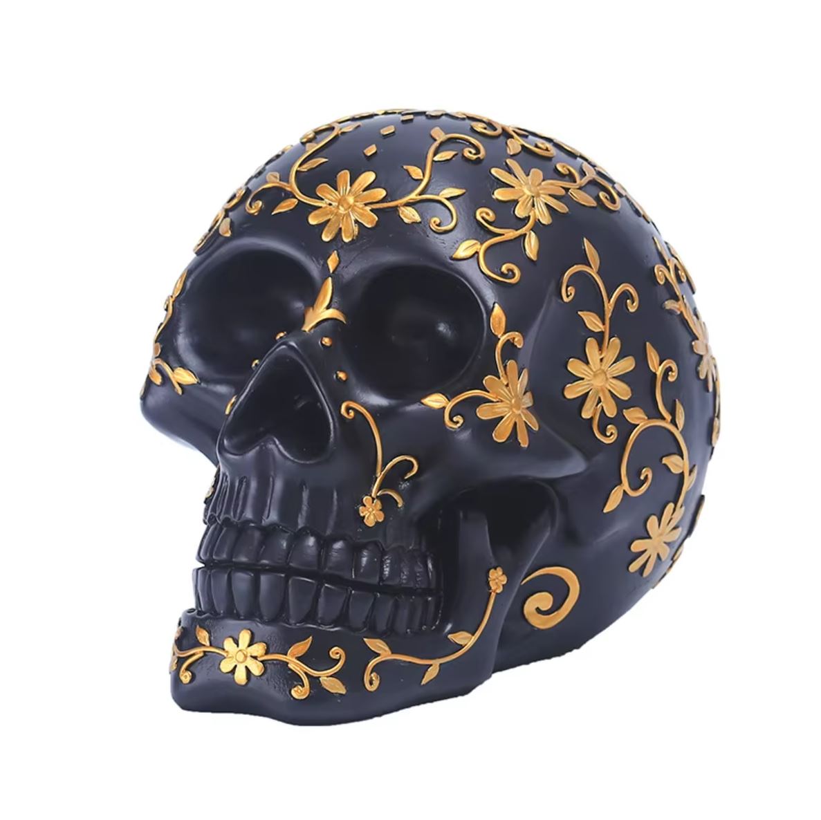 Black & Gold Mexican Skull 14 cm