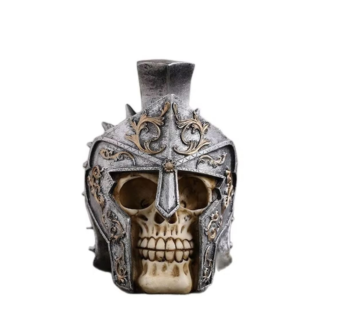 Skull with Roman Soldier Helmet Statue 18 cm