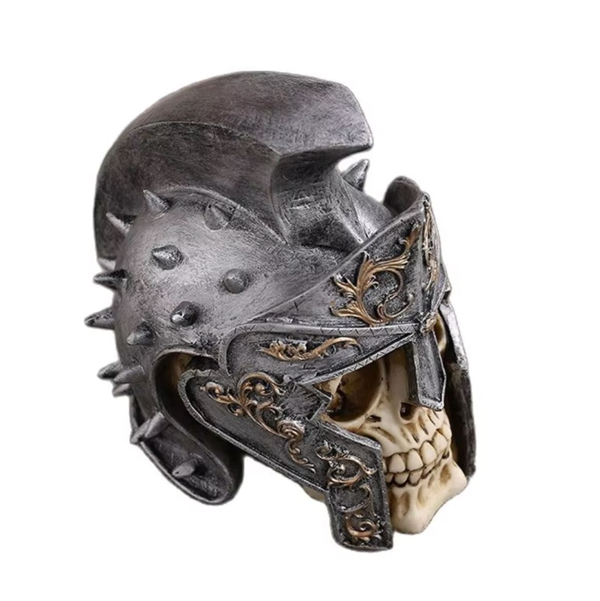 Skull with Roman Soldier Helmet Statue 18 cm