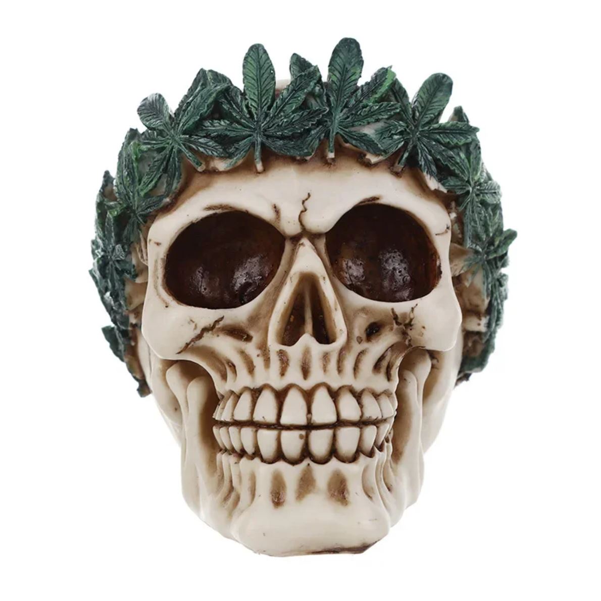Skull with Leaf Crown Statue 12 cm