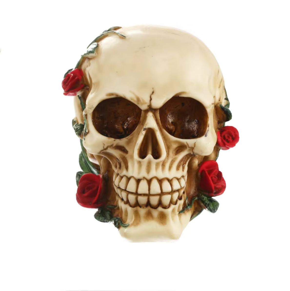 Skull with Roses Statue 11 cm