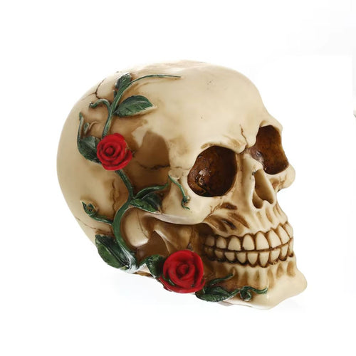 Skull with Roses Statue 11 cm