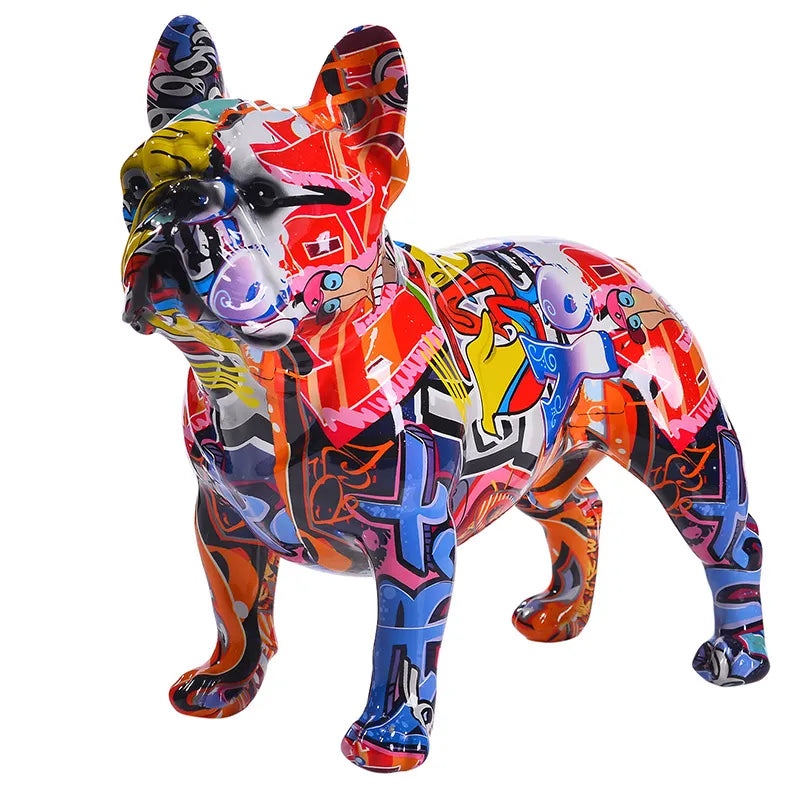 American Bully Graffiti Painted Statue