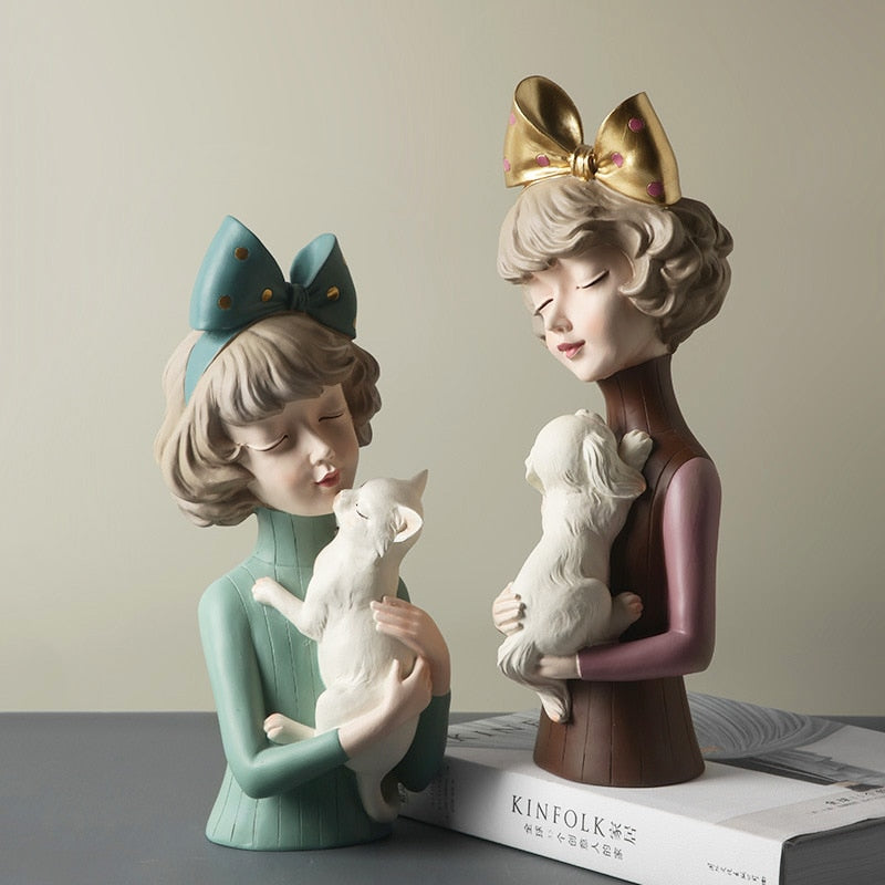 Pet Lover Girl Sculpture